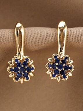 Earrings Blue Sapphire Cubic Zirconia Drop Earrings English Lock Classic Elegant
